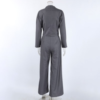 Ensembles de pantalons d'été chics en gros : Blazer plissé à col montant et pantalon large taille haute – Tenues élégantes pour femmes de bureau