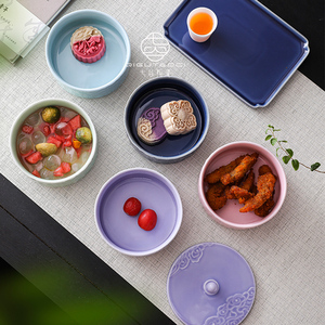 Plato de Cerámica para Frutas con Tapa, Diseño de Nubes Azules, Tazón para Té y Aperitivos, Contenedor de Almacenamiento para el Hogar - Product Image 3