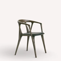 Savannah Chaise Designer Italien Alien Chaise de Salle à Manger en Bois Massif Home Art Tabouret de Restaurant en Cuir Véritable