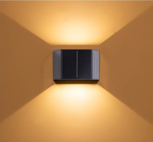 Lampe murale solaire COB étanche IP65 en ABS et verre, 2*3W, blanc chaud, pour extérieur, jardin, clôture, mur - Product Image 5