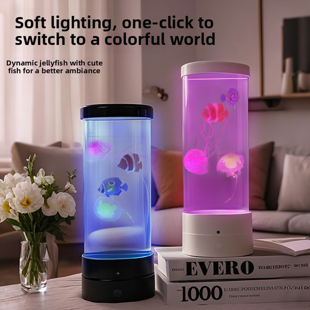 Cross-border Bestseller LED Jellyfish Lamp USB-powered Seven-color Changing Mood Light Creative Bedside Night Light Quiet Desk