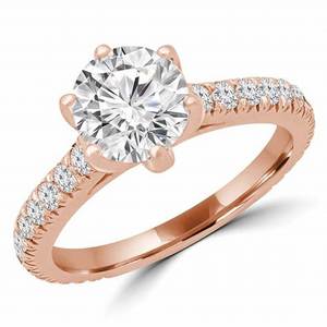 Vàng Đầy Đồ Trang Sức Nhà Sản Xuất <span class=keywords><strong>1</strong></span> <span class=keywords><strong>Carat</strong></span> <span class=keywords><strong>Carat</strong></span> Vòng Cắt Kim Cương Solitaire Engagement Ring 6 Prong Lý Tưởng Cắt - Product Image 3