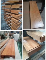 Escalier en bois massif sur mesure avec marches en marbre et éclairage LED, garde-corps en verre trempé, pour usage intérieur en cuisine, couleurs personnalisables