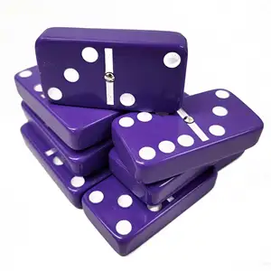 Professional Black Green Blue Purple Red Classic Double 6 Dominoes Game Set With Velvet Storage Bag