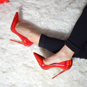 Commercio all'ingrosso di Cuoio Delle Donne Delle Pompe A Punta Rosso <span class=keywords><strong>Tacchi</strong></span> 12 centimetri <span class=keywords><strong>cinturino</strong></span> alla caviglia Femminile brevetto sexy Degli Alti Talloni scarpe da sposa Del Partito di Estate 2020 - Product Image 5