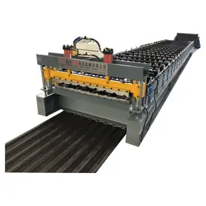 Automatische Enkellaags Metalen Dakpaneelplaat Zine Kleur Staal Trapeziumvormige Dakplaat Rolvormen Maken Machine Fabricage