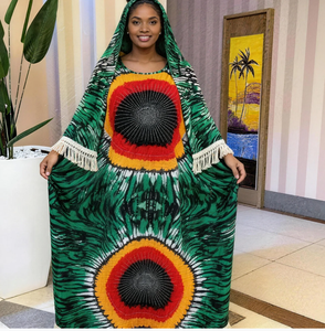 Robe d'été africaine Dashiki ample à motif géométrique avec strass, taille plus, en coton imprimé pour femme, style Boubou Femme, ODM&OEM Kanga Clothing - Product Image 1