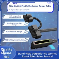Câble modulaire à 24 broches à angle droit de 90 degrés pour carte mère, synchronisation ARGB, alimentation stabilisée en tension, fabriqué en Chine