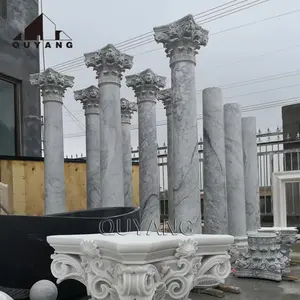 QUYANG Villa di lusso all'aperto grande decorazione della casa colonna di marmo di <span class=keywords><strong>Carrara</strong></span> scultura in pietra pilastro romano in <span class=keywords><strong>vendita</strong></span> - Product Image 1
