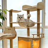 En gros, Arbre à chat transfrontalier extra-large style épuré en panneau de densité, avec lit capsule spatiale, plateforme de saut et échelle d'escalade