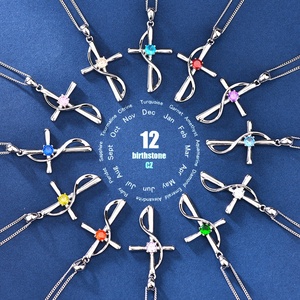 GP56信仰の希望愛誕生石クロスペンダントネックレス女性誕生日レディースジュエリー母の日ギフトガールフレンド - Product Image 4