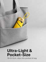 Parapluie pliant ultra-léger LS à cinq plis, protection UV, revêtement noir, format capsule de poche, vente en gros