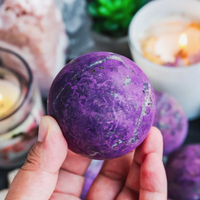 Nouvelle sphère de purpurite naturelle polie, cristaux de guérison, pierres de différentes tailles pour collection