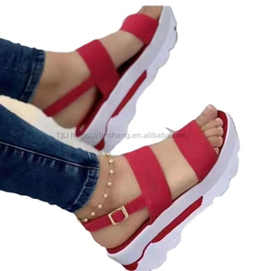 Wholesale Women New Spot Round Head <b>Shoes</b> Low Top Solid Color Daily Casual Wedge Sandals - Product Image 5