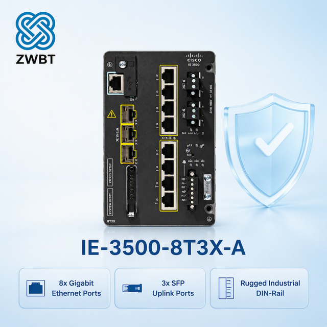 Cisco Switch Catalyst IE-3500-8T3X-A Rugged Industrial Switch 8x 1G Copper 3x 10G SFP+ Layer 3 -40C to 75C TSN Network Advantage