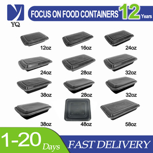 <span class=keywords><strong>16oz</strong></span> 24oz 32oz 37oz 58oz hình chữ nhật màu đen vòng nhựa dùng một lần Microwaveable an toàn bữa ăn chuẩn bị hộp đựng thức ăn - Product Image 2