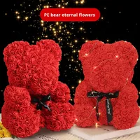 Ours en rose de 40 cm, fleur éternelle, cadeau de la Saint-Valentin, anniversaire, fleur artificielle, fleurs conservées, modèle d'ours en mousse, 3D, fait à la main