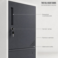Armoire de rangement métallique à deux portes verrouillables, casier en acier ventilé pour vestiaire d'usine, casiers pour le personnel