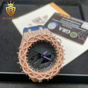 Rose Gold Plated throny vvs moissanite kim cương xem trường hợp ga2100 xem bezel ban nhạc khóa GRA giấy chứng nhận - Product Image 4