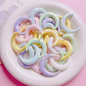 Petite lune en acrylique peinte à la main, perles d'embryon, bricolage, chaîne de téléphone portable, porte-clés, matériel, accessoires de bijoux, 33 mm, 3 g - Product Image 5