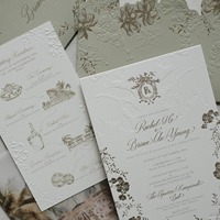 Ensembles d'invitations personnalisées en relief 3D avec cartes d'invitation, enveloppes, cartes RSVP et cartes de détails pour mariages et événements haut de gamme