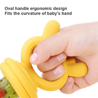 Schattig dierenfiguurtje bijtring BPA-vrij milieuvriendelijke siliconen bijtspaan met makkelijk vast te houden handvat voor het introduceren van vaste voeding voor baby's