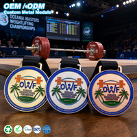Op maat gemaakte gouden, zilveren en bronzen medaille van zinklegering voor gewichtheffen kampioenschap, atletiektoernooi kampioen, wedstrijd souvenir