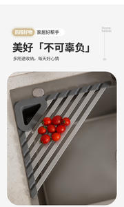 Support de rangement de cuisine multifonctionnel pliable en triangle en alliage d'aluminium et caoutchouc de silicone, avec bac d'égouttement pour baguettes - Product Image 3