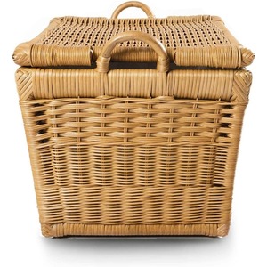 Large Sandstone <strong>Wicker</strong> <strong>Storage</strong> <strong>Basket</strong> 24.5 in L X 18 in W X 17.5 in H Classic Rectangle Style Lift-Off Lid Made Natural Rattan - Product Image 3