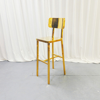 Tabouret de bar en acier inoxydable doré avec dossier, chaise haute pour comptoir, idéal pour mariage, bar, café, événements, mobilier