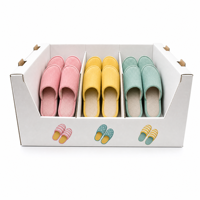 Boîte de présentation pour pantoufles en carton ondulé kraft blanc imprimé sur mesure, avec compartiments, pour comptoir de vente au détail
