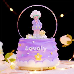 Caja de música con bola de cristal luminosa giratoria de <span class=keywords><strong>Cloud</strong></span> Sister para Instagram, bola de cristal creativa para la mesita de noche del dormitorio que crea ambiente. - Product Image 2