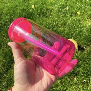 Us Warehouse Sublimation 16Oz Gradient Color <b>Clear</b> Beer Ombre <b>Jelly</b> Glass Can Cups With Plastic Lid for Uv Dtf Wrap - Product Image 4