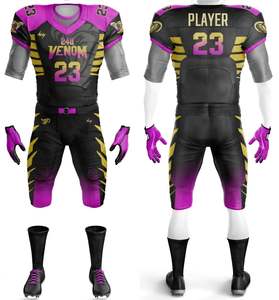 Ensemble d'uniformes de football américain OEM, nom de l'équipe, respirant, séchage rapide, anti-UV, taille plus, unisexe, jersey en polyester et élasthanne, maille - Product Image 2