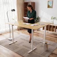Bureau de direction moderne en L, électrique, réglable en hauteur, double moteur, assis-debout, haute qualité