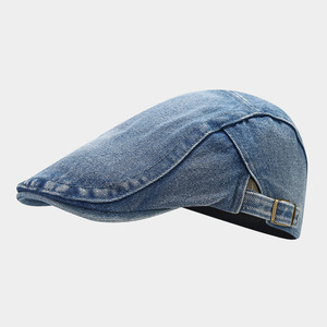 Biểu <span class=keywords><strong>T</strong></span>ượng <span class=keywords><strong>T</strong></span>ùy Chỉnh Denim Newsboy Mũ Phẳng Quần Jean Berets Hat Bông Cha Cap Cho Nam Giới Và Phụ Nữ - Product Image 1