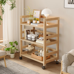 All Solid Wood Storage Rack Multi-layer Shelf, <strong>Small</strong> <strong>Bookshelf</strong> Display Rack, Household Mobile <strong>Bookshelf</strong> - Product Image 1