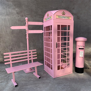 Grande cabine téléphonique londonienne, ensemble de 5 pièces, fleurs artificielles pour intérieur et extérieur, accessoires pour décor de toile de fond de mariage - Product Image 3