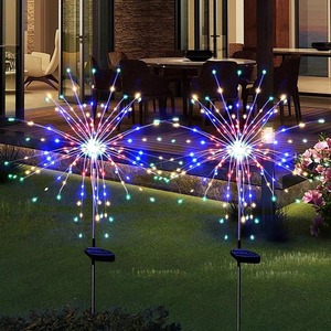 Set di 2 Luci Solari a LED a Fibra Ottica Effetto Fuochi d'Artificio Dente di Leone, Lampada a Paletto per Sentiero Giardino Illuminazione Esterna Decorazione da Giardino Lampada da Prato - Product Image 2