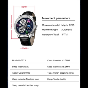 Reloj de pulsera mecánico transparente con diseño de cielo estrellado, rotación de la Tierra y el espacio, con logotipo de marca personalizado, para hombre, de lujo, automático, estilo Astronomia, OEM. - Product Image 4