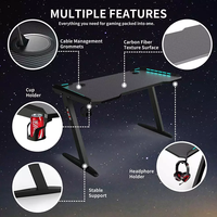 Bureau de jeu LED RGB en forme de Z avec surface en mélamine de haute qualité Wquantum, porte-gobelet et crochet pour casque, modèle Z8 Guangdong