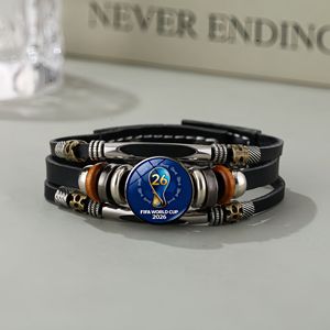 Bracelet en similicuir rétro multi-couches avec emblème fédéral États-Unis Canada Mexique, idéal pour les fans de football 2026, bijou unisexe tendance, cadeau parfait - Product Image 2