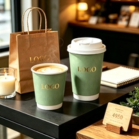 Gobelets à café en carton écologiques personnalisés 6/8 oz, gobelet à café jetable en papier avec couvercle, gobelet à double paroi pour café, bubble tea, boissons chaudes