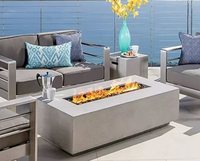 Cheminée à gaz moderne en acier, insert sans conduit de fumée, compatible avec réservoir de propane, table basse carrée automatique haute