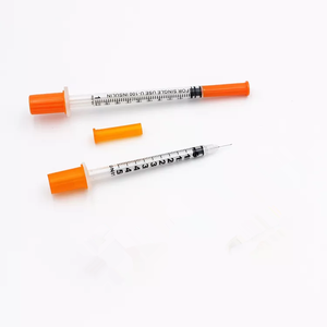 <span class=keywords><strong>Jeringa</strong></span> Veterinaria para Inyección de Insulina con Aguja Ultrafina Naranja, Graduada con Precisión, Esterilizada y Envasada Individualmente, 0.5ml 1ml - Product Image 1