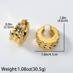 Dubai Custom Jewelry Big 18k <b>Gold</b> Plated Trendy Heart Shape <b>Chunky</b> Statement <b>Hoop</b> Earrings Women - Product Image 2