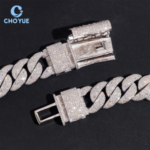 Cadena cubana de 20 mm con diamantes de moissanita VVS, estilo hip hop, de plata de ley 925, joyería de moda. - Product Image 3
