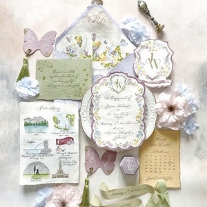 Tarjetas de Invitación de Boda con Impresión Digital Laminada, Diseño Artístico con Bordes Decorativos, Hechas a Mano, con Logotipo Personalizado - Product Image 2