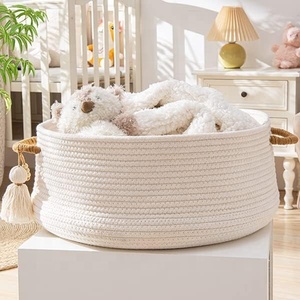 Cestas Tejidas al por Mayor para Organizar el Dormitorio, Armario, Cesto de Ropa Sucia para Bebés, Cesto Plegable para Organizar Juguetes de Tela, Cesta de Cuerda de Algodón - Product Image 4