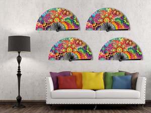 Abanico Plegable Grande de Bambú Personalizado para Regalo de Fiesta, Abanico de Mano Grande de Bambú con Impresión Personalizada - Product Image 6